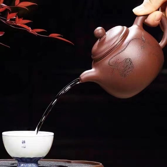 宜兴名家紫砂壶全纯手工茶壶原矿紫砂泥茶具清莲生香匏尊